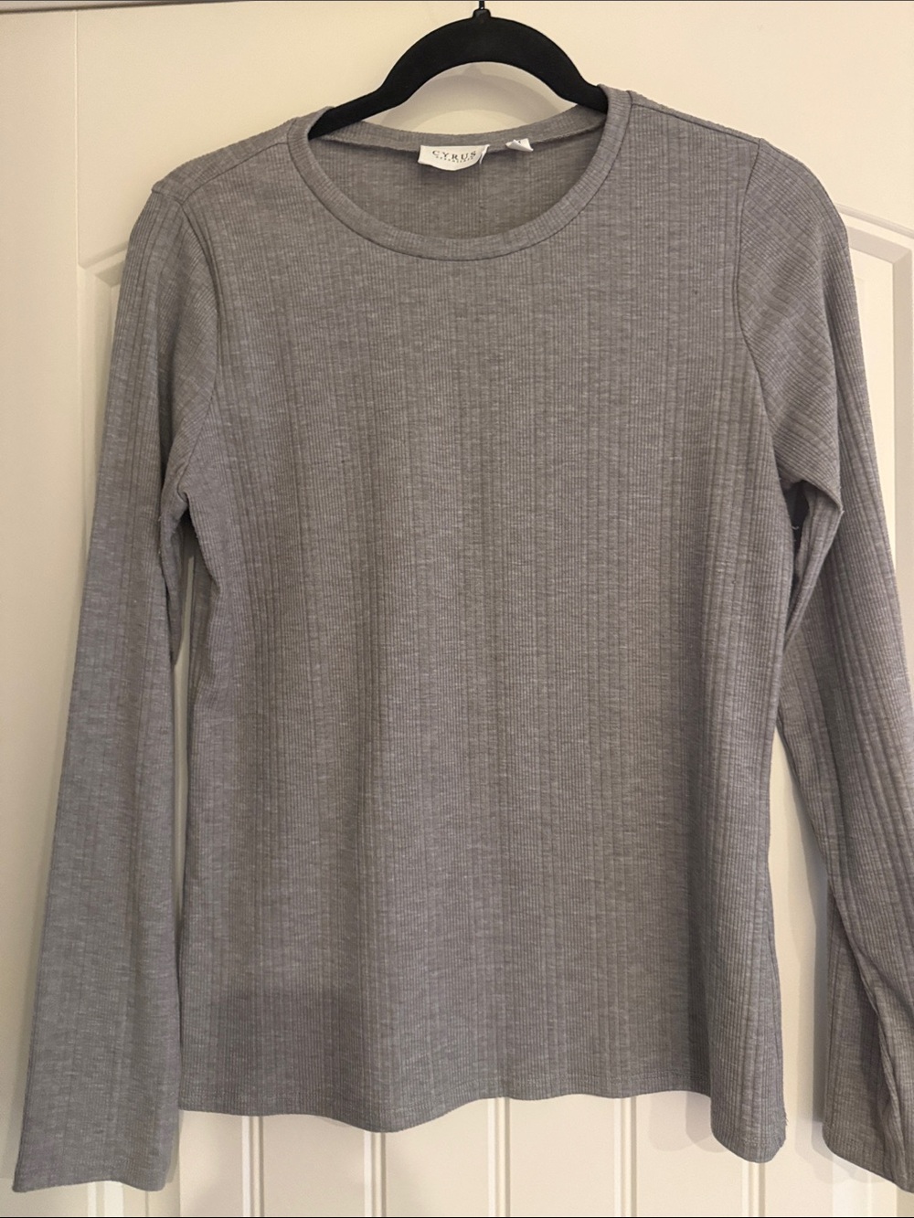 Cyrus Ribbed Crewneck Sweater in Light Gray